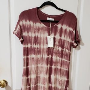 Grace & Lace Perfect Pocket Tee Maxi Dress - Washed Plum Tie Dye / XS/S1